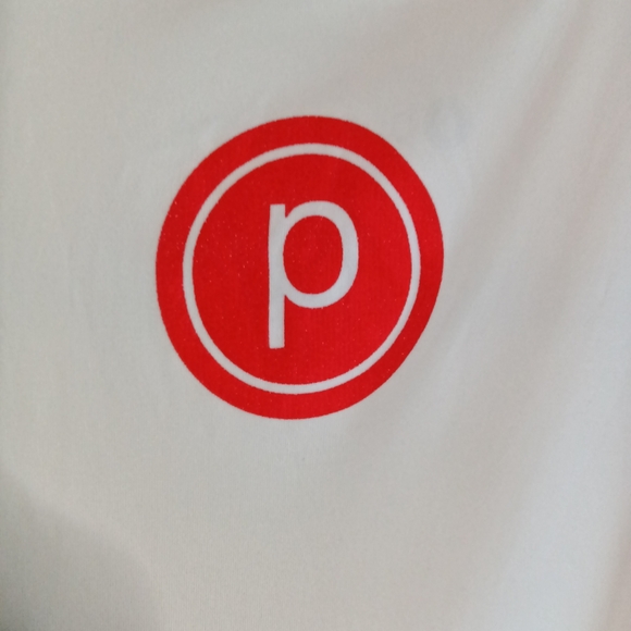 Pure Barre 'barre so hard" long Sleeve Crop Top White Hi Low Hem Thumbholes SZ M - Picture 9 of 9